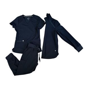 Beyond Scrubs Set Pants PS, Shirt XS, Jacket XS Black